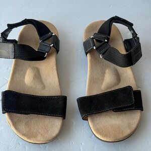 Spenco Womens Black Orthotic Adjustable Strappy Sandals Size 7 D Wide Comfort